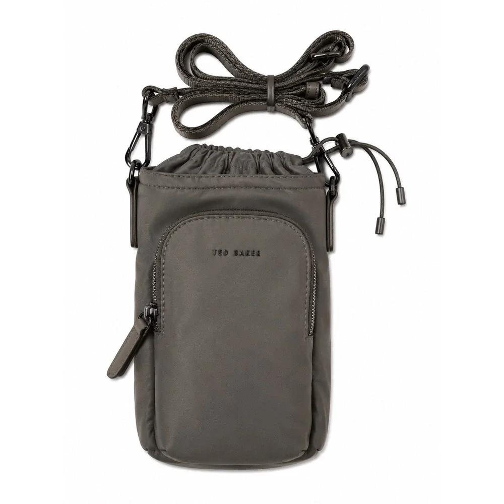 NEW Ted Baker Sage Gray Nylon Drawstring Crossbody Bag Utility Travel Festival
